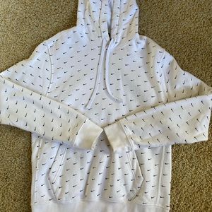 Men’s Small Nike Logo Hoodie White W/Black Swoosh